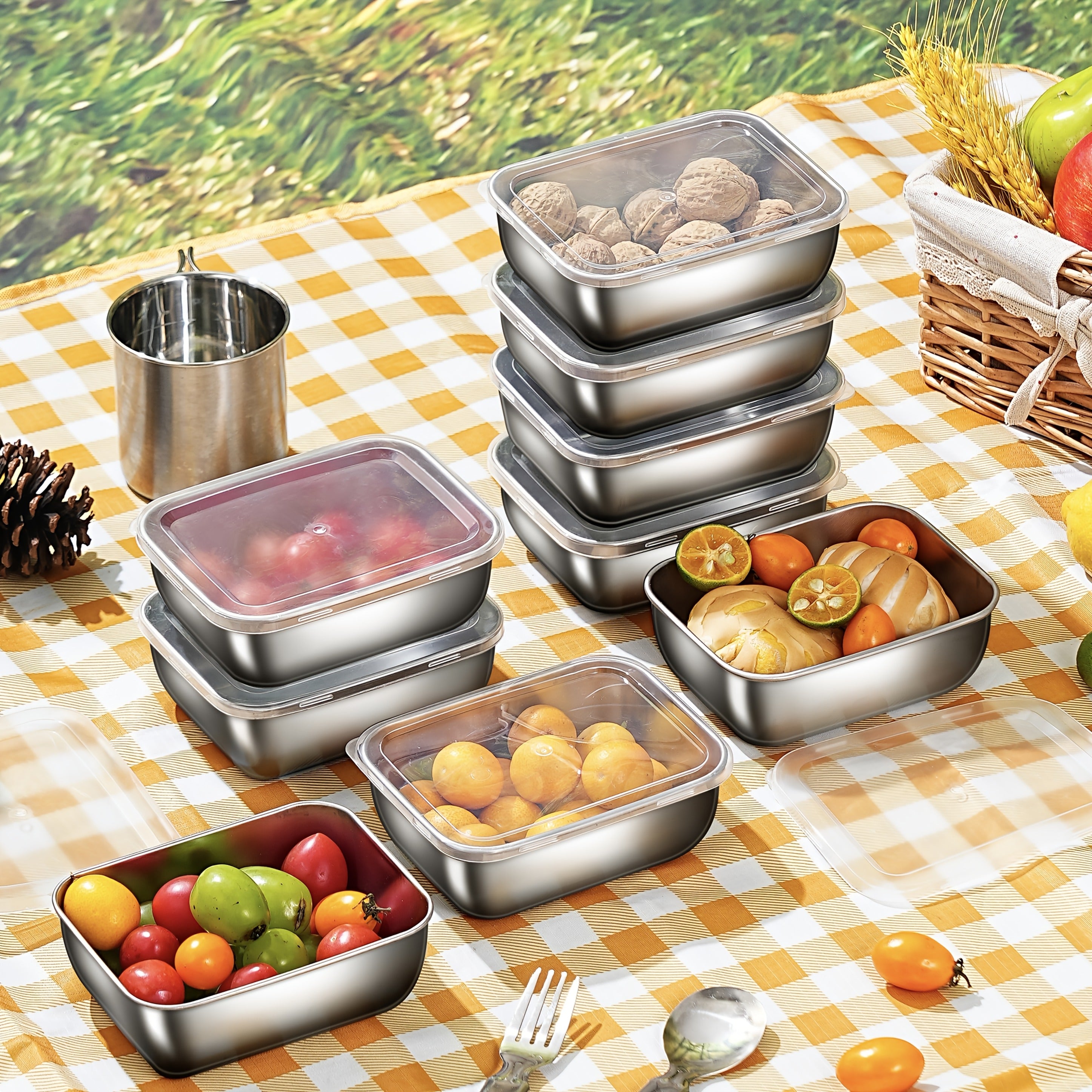 Compact Refrigerator Storage Organizer – easy-access fridge organization, Stainless steel storage containers for home storage square food storage boxes refrigerator organizer boxes, designed for American homes, daily convenience and practical gifting