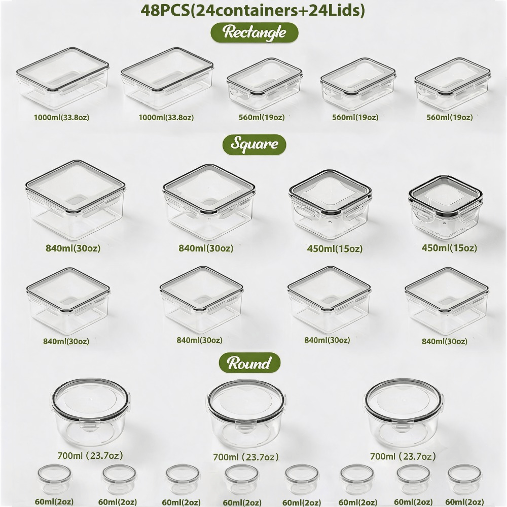 Versatile 50/24/12pcs Refrigerator Storage Organizer – easy-access fridge organization, 50 24 12pcs 25 12 6pcss Lid 25 12 6pcss Transparent Stackable Outdoor Food, designed for American homes, daily convenience and practical gifting