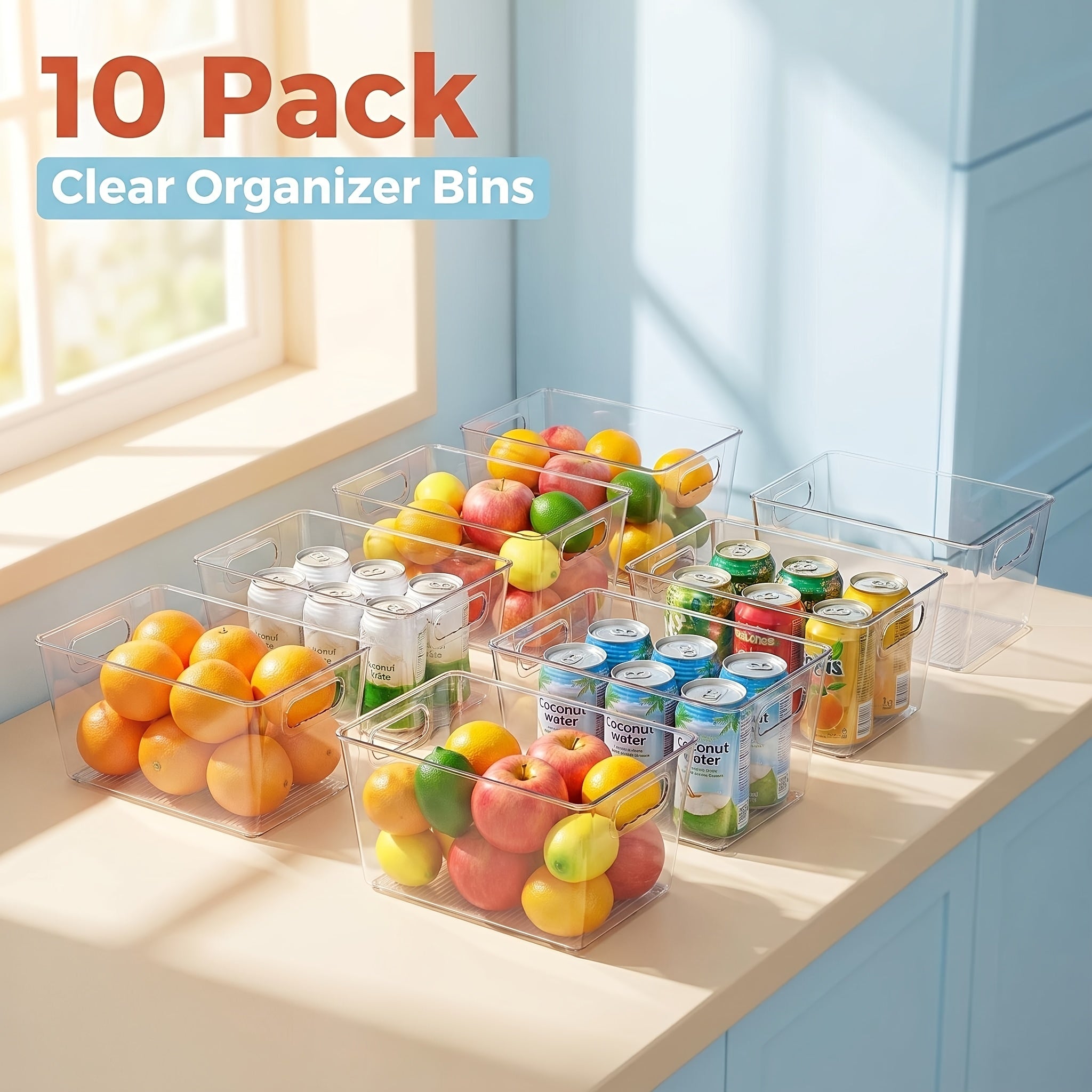 Space-Saving Refrigerator Storage Organizer – easy-access fridge organization, Set of 10 Transparent Storage Bins for Organizing Food in The Kitchen Fridge Freezer, designed for American homes, daily convenience and practical gifting