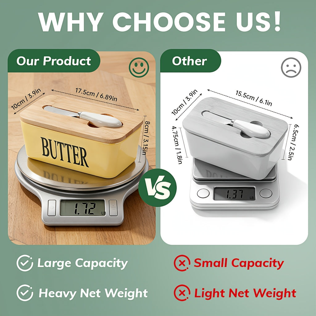 Modern 1pc Butter Dish with Lid – covered refrigerator storage, 1pc Luxury Large Butter Dish with Lid - Ceramic Countertop Keeper with Knife High-Quality, designed for American homes, daily convenience and practical gifting