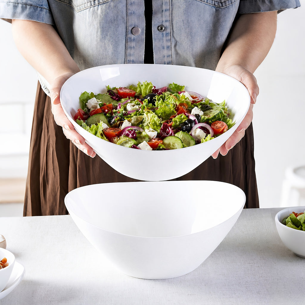 Easy-Access 2pcs Decorative Home Lighting – warm functional room lighting, 2pcs 67oz Lightweight Opal Glass Salad Serving Bowls - 10 Large White Oval Dishes, designed for American homes, daily convenience and practical gifting