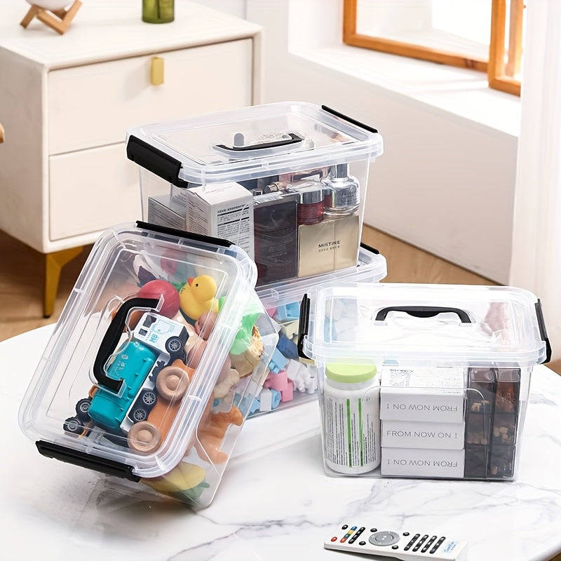 6-Liter Clear Storage Bins, with Lids/Handle, 6-Pack Plastic Stackable Container with Latch