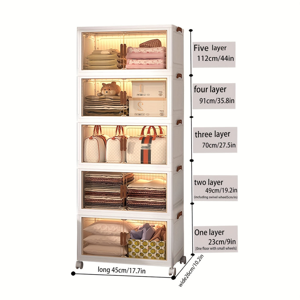 Modern Stackable Home Storage Bins – portable space-saving storage, 5-Layer Stackable Storage Box with Lid And Door 1 2 3 4 5-Layer Up, designed for American homes, daily convenience and practical gifting