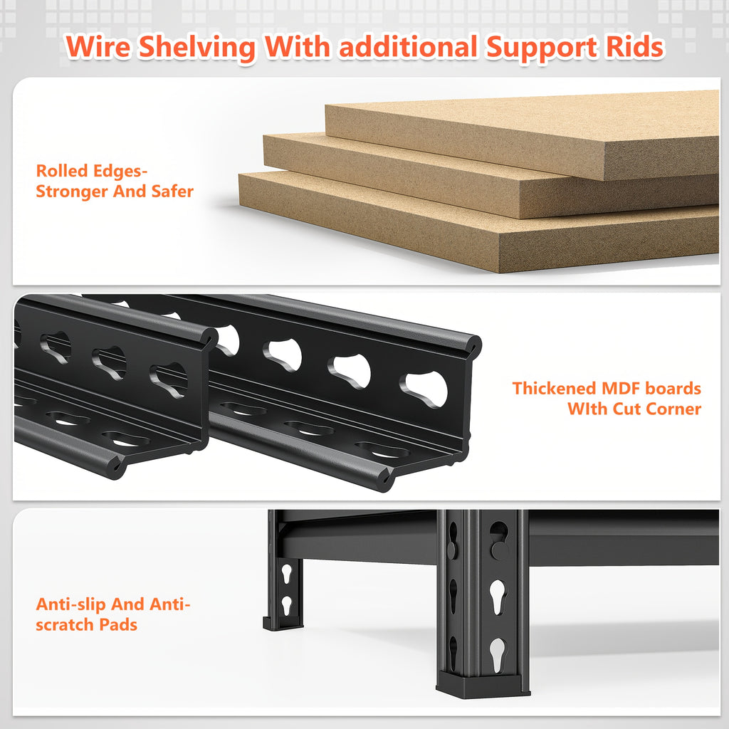 40''W Garage Shelving 2500LBS Storage Shelves Heavy Duty Shelving 72''H 5 Tier Metal Shelves for Garage Shelves Adjustable Shelving Units And Storage for Closet Pantry Shelf, 40"W X 72"H X 20"D. Storage and Organization