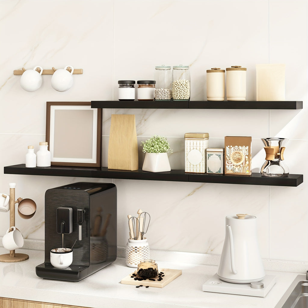 Kitchen Essential – TOMNK 5pcs Floating Shelves for Wall, Black Wall Mounted Shelves for Room Decor, Wall Dresser, Bathroom Storage And Additions, Living Room, Bedroom, Kitchen, Office Decor