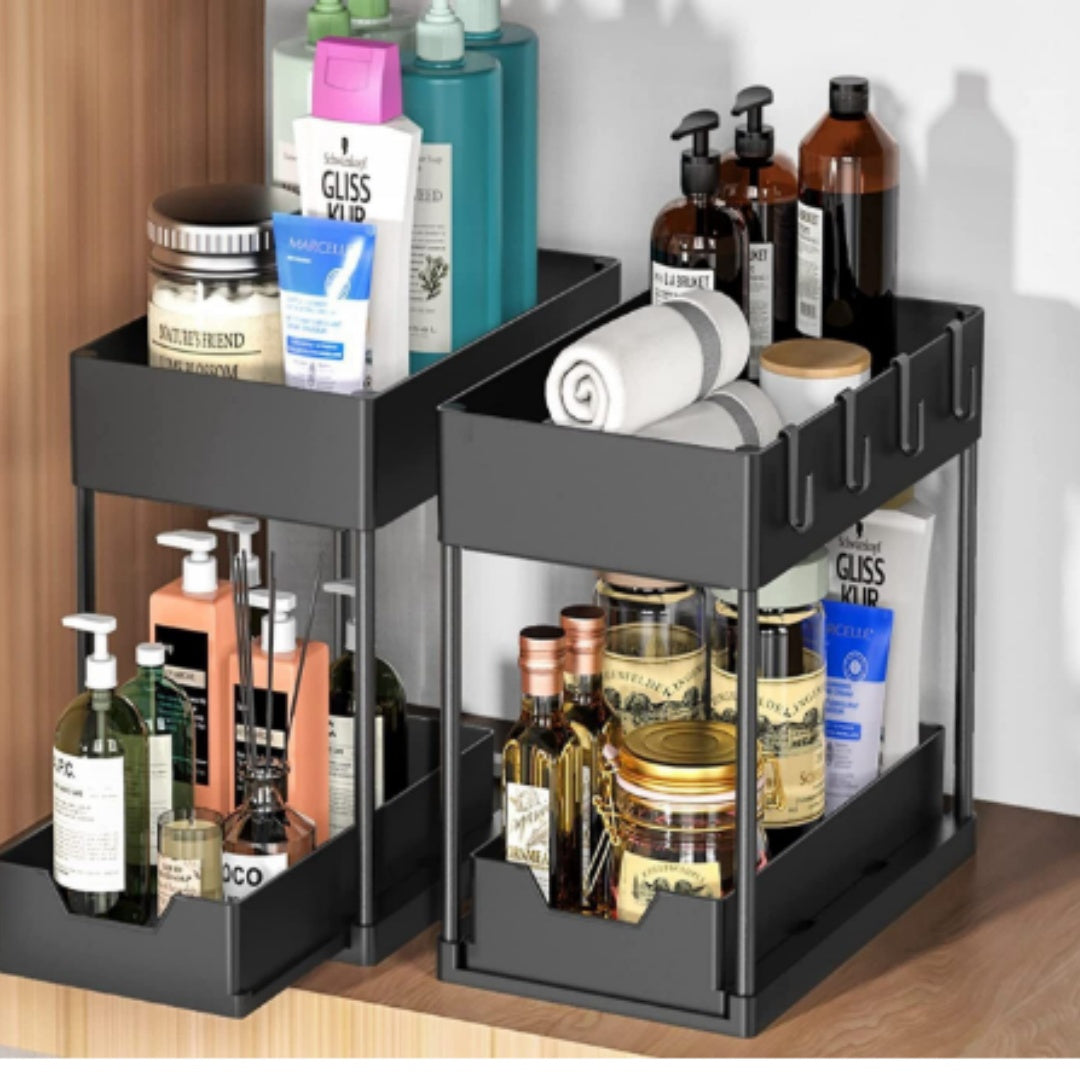 Compact 2 Tier Adjustable Home Storage Rack – durable multi-purpose storage, 1Pcs2pcs Under Sink Organizer Multi-Purpose Storage Shelf 2 Tier Sliding Cabinet Basket Multi-Purpose Kitchen, designed for American homes, daily convenience and practical g