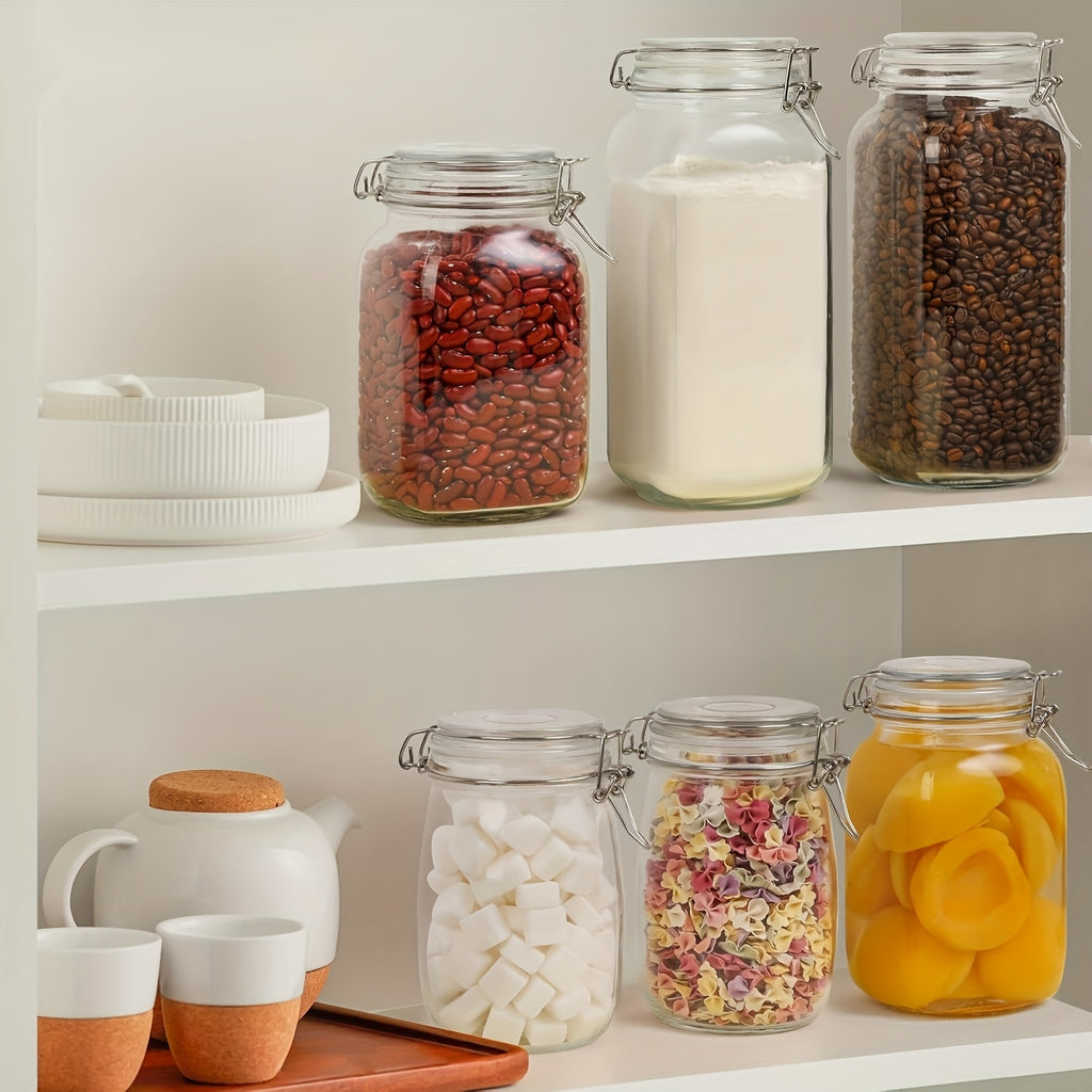 Heavy-Duty 78oz Airtight Storage Jar Set – clear reusable pantry storage, Airtight Glass Canister Set Of 3 with Lids 78oz Food Storage Jar Square -, designed for American homes, daily convenience and practical gifting