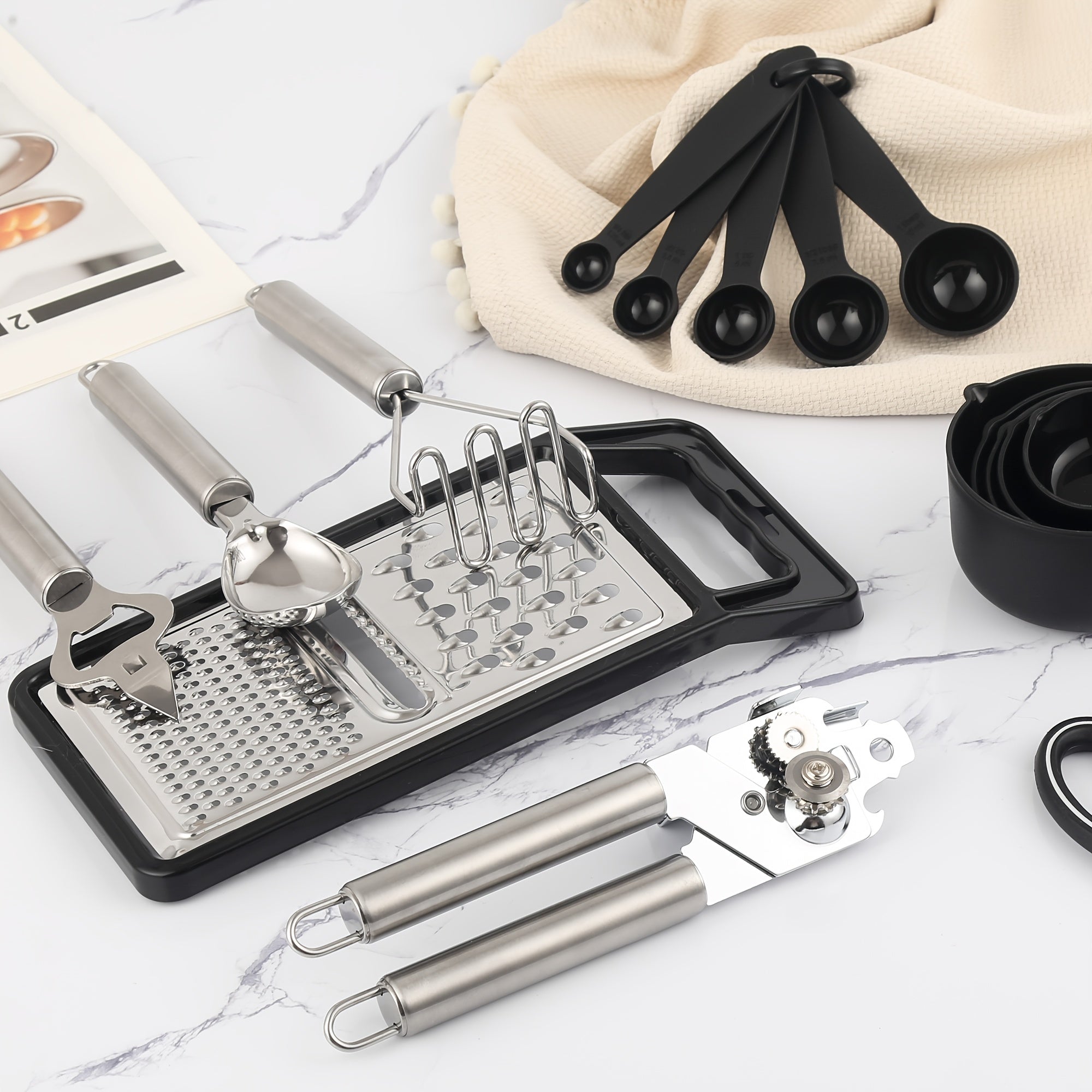 Kitchen Essential – 44pcs Silicone Kitchen Utensil Set with Holder, Nonstick Cooking Utensils, Wooden Handle Kitchen Tools, Spatula Turner Spoon Tongs Whisk Measuring Cups, Kitchen Accessori