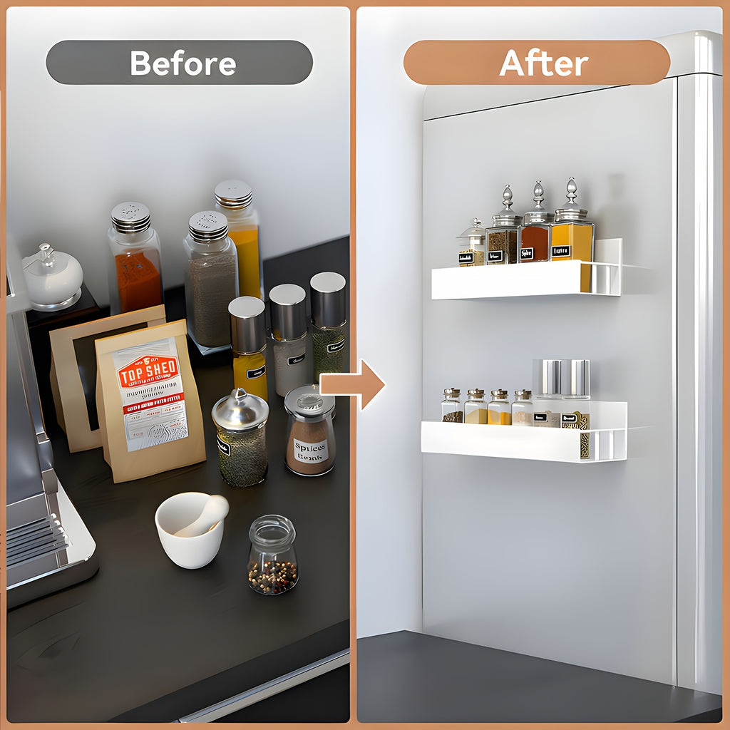 Magnetic Spice Rack, Heavy-duty Magnetic Refrigerator Storage Strip, Space-saving Vertical Storage Design, Suitable for Kitchen, Pantry, Office- Easy Installation Without Tools, Refrigerator Magnets