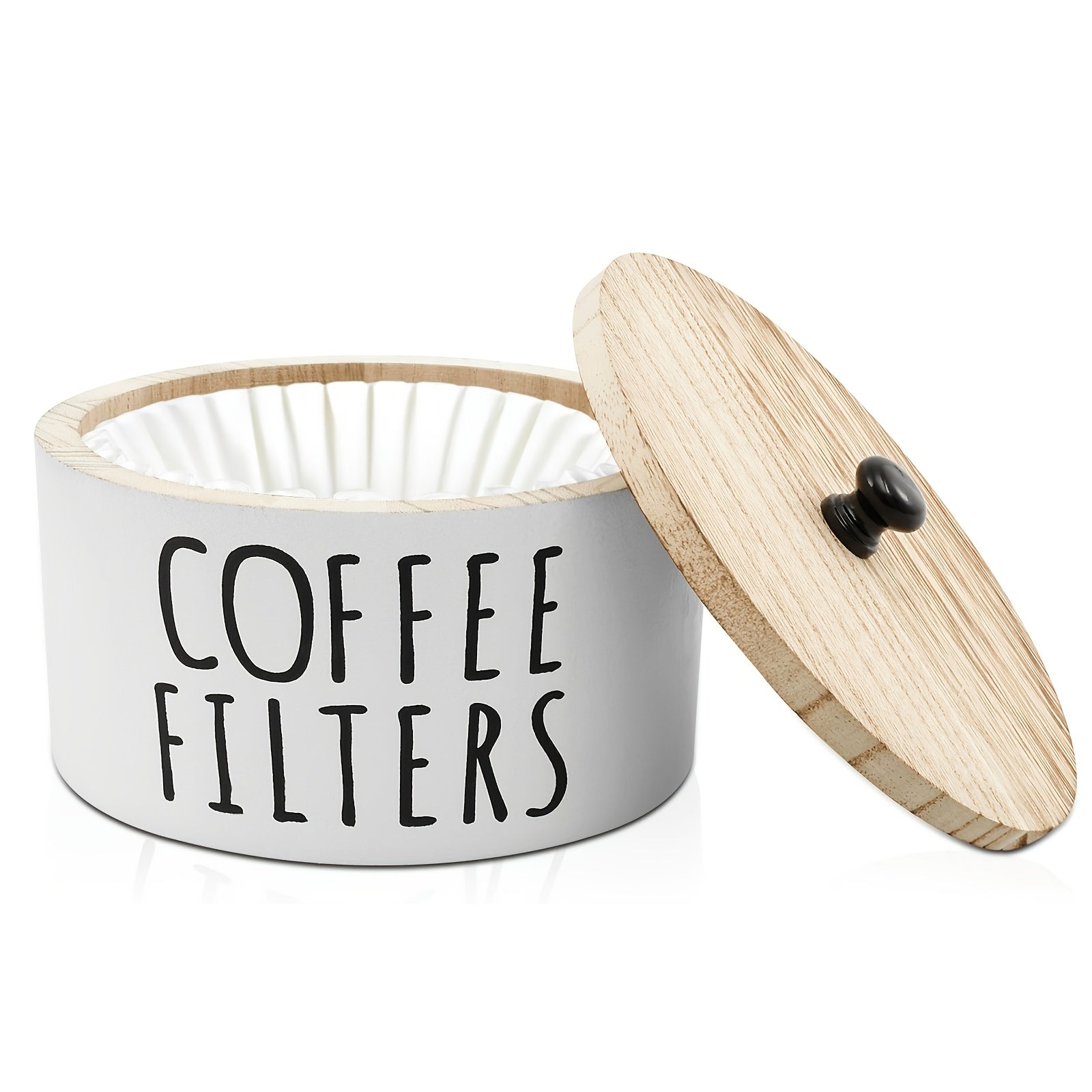 Home Organizer – Coffee Filter Holder Wooden Large Capacity Rustic Coffee Filter Storage Case