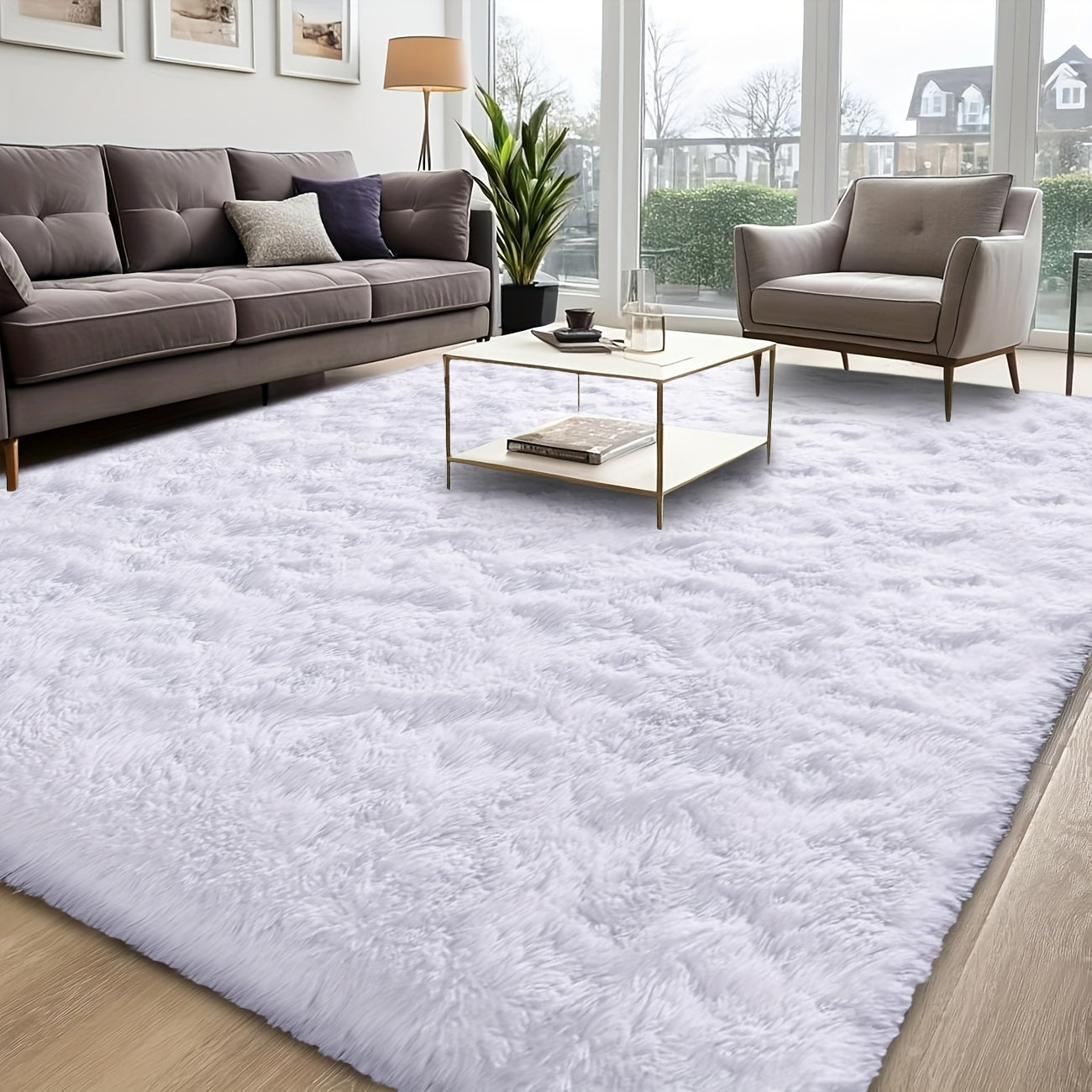 Area Rug – 1pc Luxurious Rectangular Shaggy Plush Carpet Rug - Soft, Fluffy, Tie-dyed, Solid,