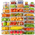 [Food Storage Containers] 68pcs Food Storage Containers With Lids (34 Containers + 34 Lids) - Airtight Leakproof PP Plastic Meal Prep Jars, Freezer/Safe, Microwave & Dishwasher Safe, Stackable Rectangular Canisters With Locking Lids For Pantry