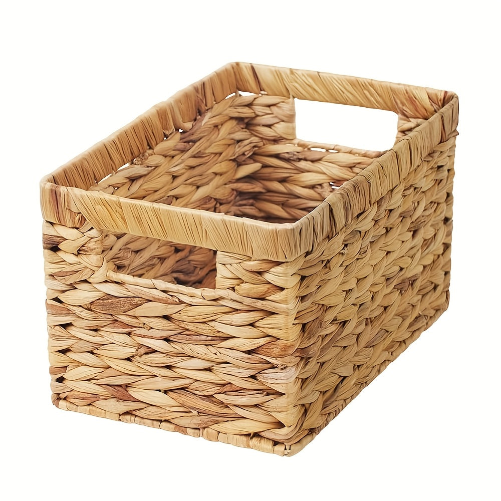 Natural Wicker Storage Basket, Wicker Basket for Organization, Built-in Handle Storage Basket, Wind Chime Holder, Gift, Shelf Baskets