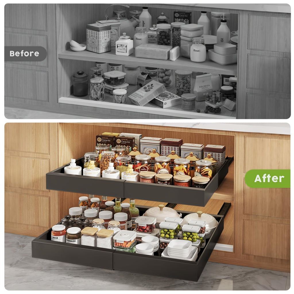 Easy-Access 2/4/6pcs Pull-Out Cabinet Organizer – smooth-access cabinet organization, 2 4 6pcs Expandable Pull Out Drawers for Kitchen Cabinets Sliding Storage Shelves Heavy, designed for American homes, daily convenience and practical gifting