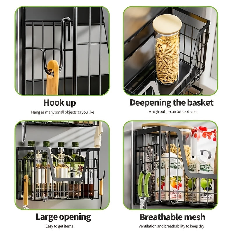 Kitchen Essential – Magnetic Fridge Organizer Shelf, Potato And Onion Storage Basket, Magnetic Fruit Holder for Refrigerator, Pantry, Kitchen Counter Laundry Room, Space-Saving Storage Rack