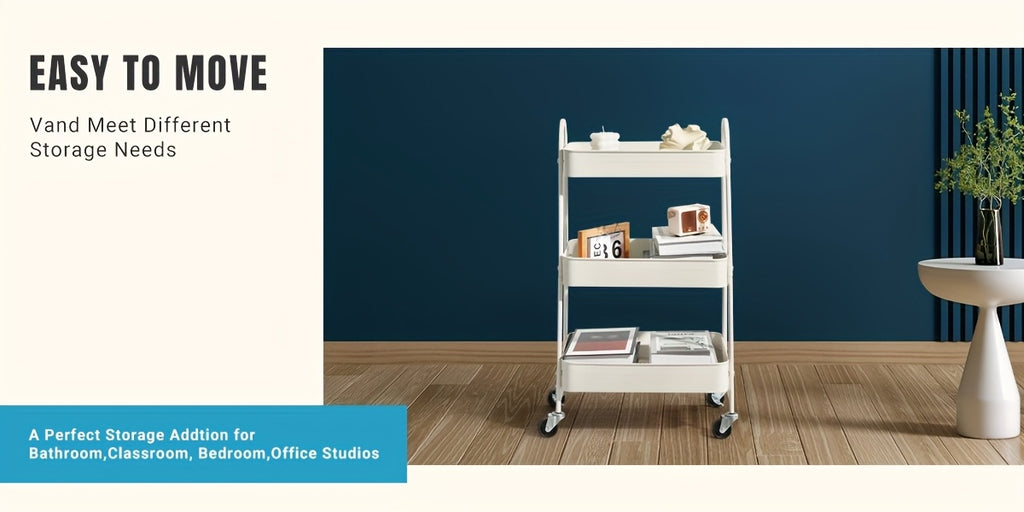Smart 3 Tier Adjustable Home Storage Rack – durable multi-purpose storage, 3 Tier Rolling Storage Cart Metal Trolley Utility Cart With Wheels Hooks Easy Assembly, designed for American homes, daily convenience and practical gifting