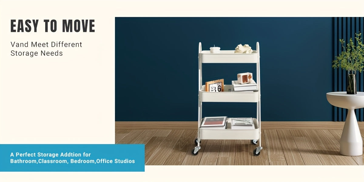 Smart 3 Tier Adjustable Home Storage Rack – durable multi-purpose storage, 3 Tier Rolling Storage Cart Metal Trolley Utility Cart With Wheels Hooks Easy Assembly, designed for American homes, daily convenience and practical gifting