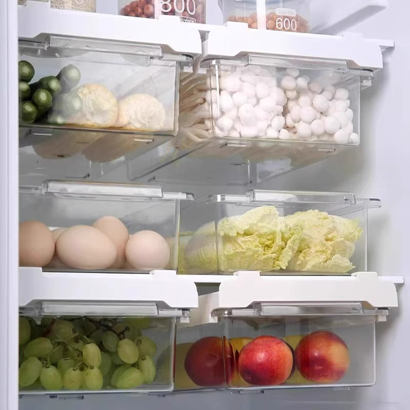 Heavy-Duty Stackable Storage Drawer – smooth-access cabinet organization, One Transparent Refrigerator Drawer Organizer Thickened Plastic Egg Storage Rack Suitable for Shelves Dividers, designed for American homes, daily convenience and practical gif