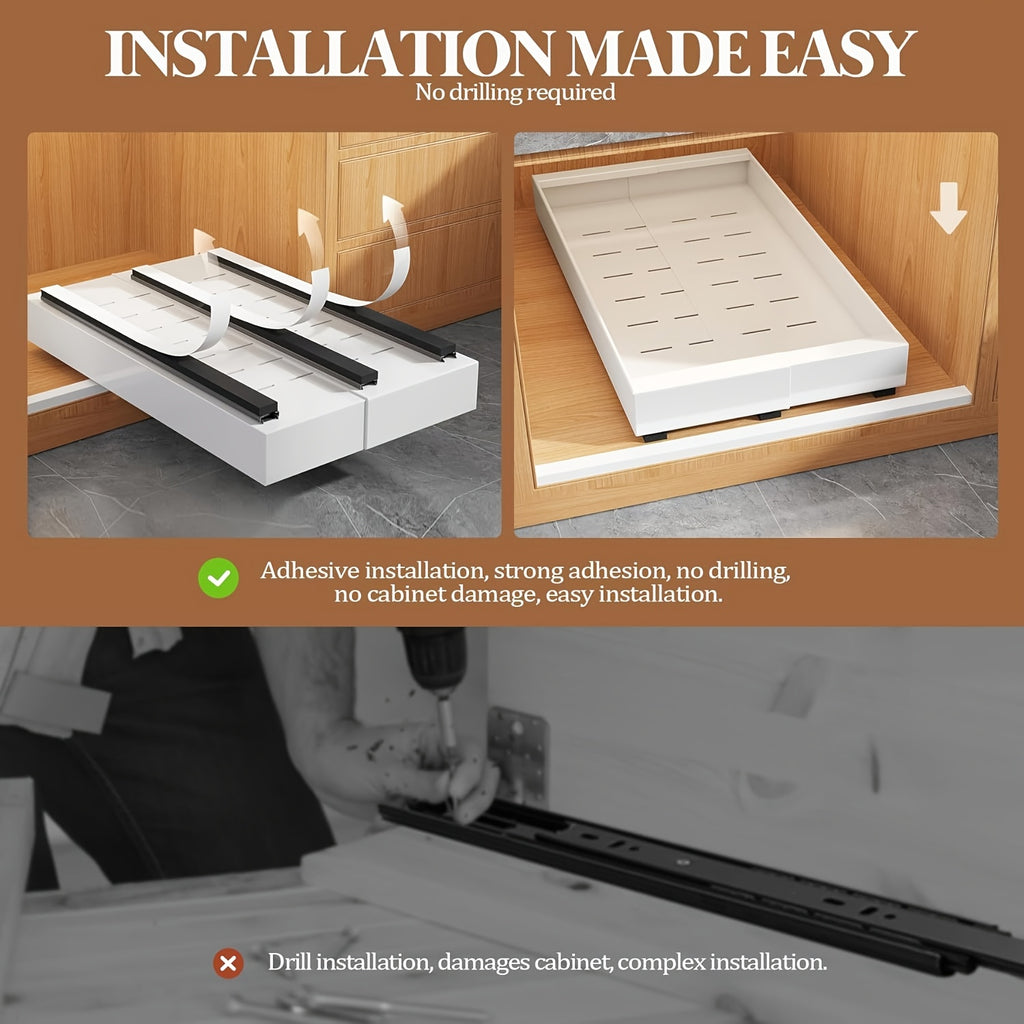 Smart 1pc Pull-Out Cabinet Organizer – smooth-access cabinet organization, Pull Out Storage 1pc 2pcs Expandable Pull-Out Cabinet Organizer Suitable for Heavy-Duty Sliding Storage, designed for American homes, daily convenience and practical gifting