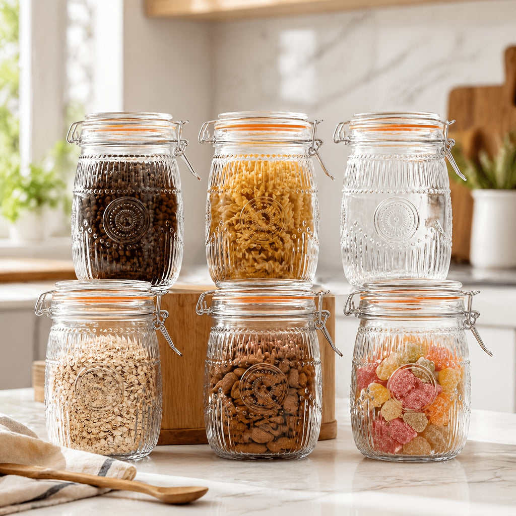Easy-Access 32oz Mason Jar Set – clear pantry organization, reusable lidded storage, designed for American kitchens, pantries, apartments, home organization, daily use and practical gifting