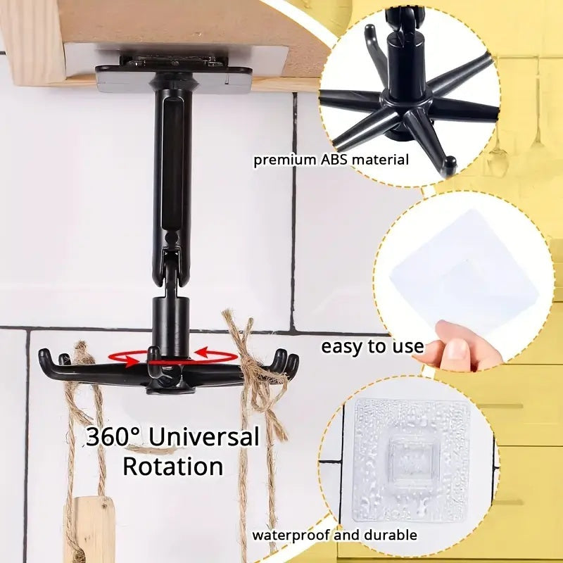 Heavy-Duty Adjustable Home Storage Rack – durable multi-purpose storage, 5-Pack Drill-Free Rotating Folding Hanger Bracket - Wall-Mounted 360-Degree Flip Hanger Drill-Free Installation Space-Saving, designed for American homes, daily convenience and