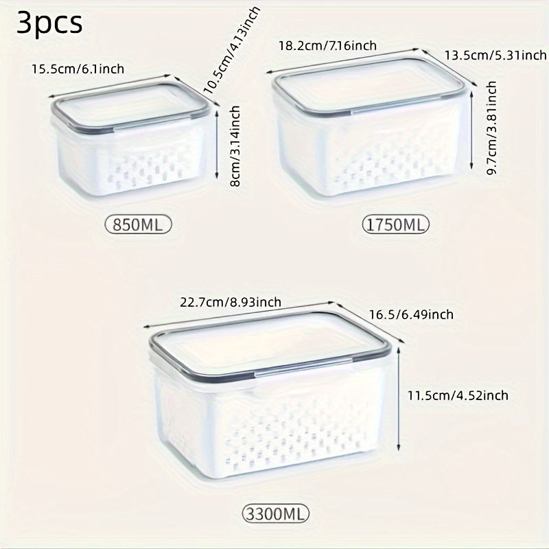 Easy-Access 6pcs Airtight Food Storage Containers – leak-resistant reusable meal prep, 6pcs 2 crisperboxes 2 drainbaskets 2-piecelid BPA-Free Plastic Food storage Containers Set withDrain Baskets, designed for American homes, daily convenience and pr
