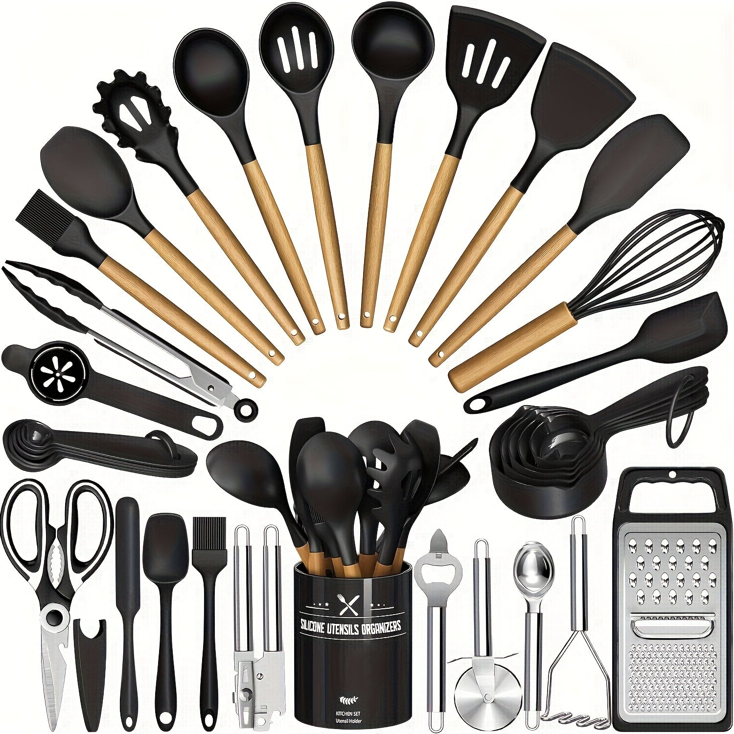 Modern 46pcs Kitchen Cookware Set – versatile meal preparation, 46pcs Various Colors Nonstick Cookware Set with Silicone Cookware Tools Stainless Steel Handle Spatulas, designed for American homes, daily convenience and practical gifting