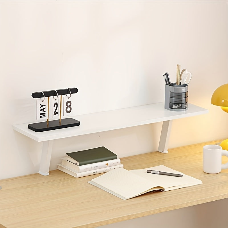 Compact 1pc Adjustable Home Storage Rack – durable multi-purpose storage, 1pc White Wooden Floating Desk Shelf - Rectangular No-Drill Countertop Organizer with Multiple Levels, designed for American homes, daily convenience and practical gifting
