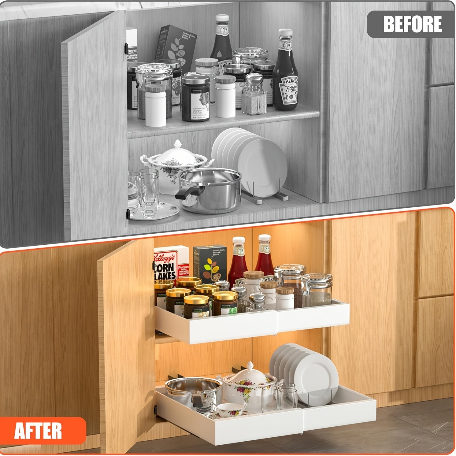 Versatile 1/2/4pcs Pull-Out Cabinet Organizer – smooth-access cabinet organization, 1 2 4pcs Expandable Pull-Out Cabinet Organizer 12 59-20 47 Inch Extendable Heavy-Duty Pull-Out, designed for American homes, daily convenience and practical gifting