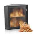 VEVOR Corner Bread Box for Kitchen Counter Double Layer Bamboo Storage Container Black / Natural