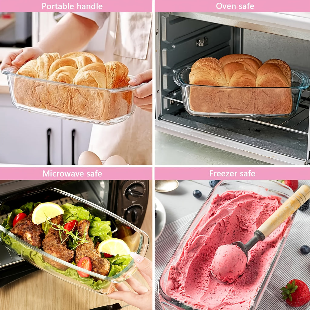Easy-Access 4pcs Kitchen Baking Dish Set – oven-ready cooking and serving, 4pcs Glass Loaf Pan Set with Lids - Stackable 1 9 QT 62oz Glass, designed for American homes, daily convenience and practical gifting