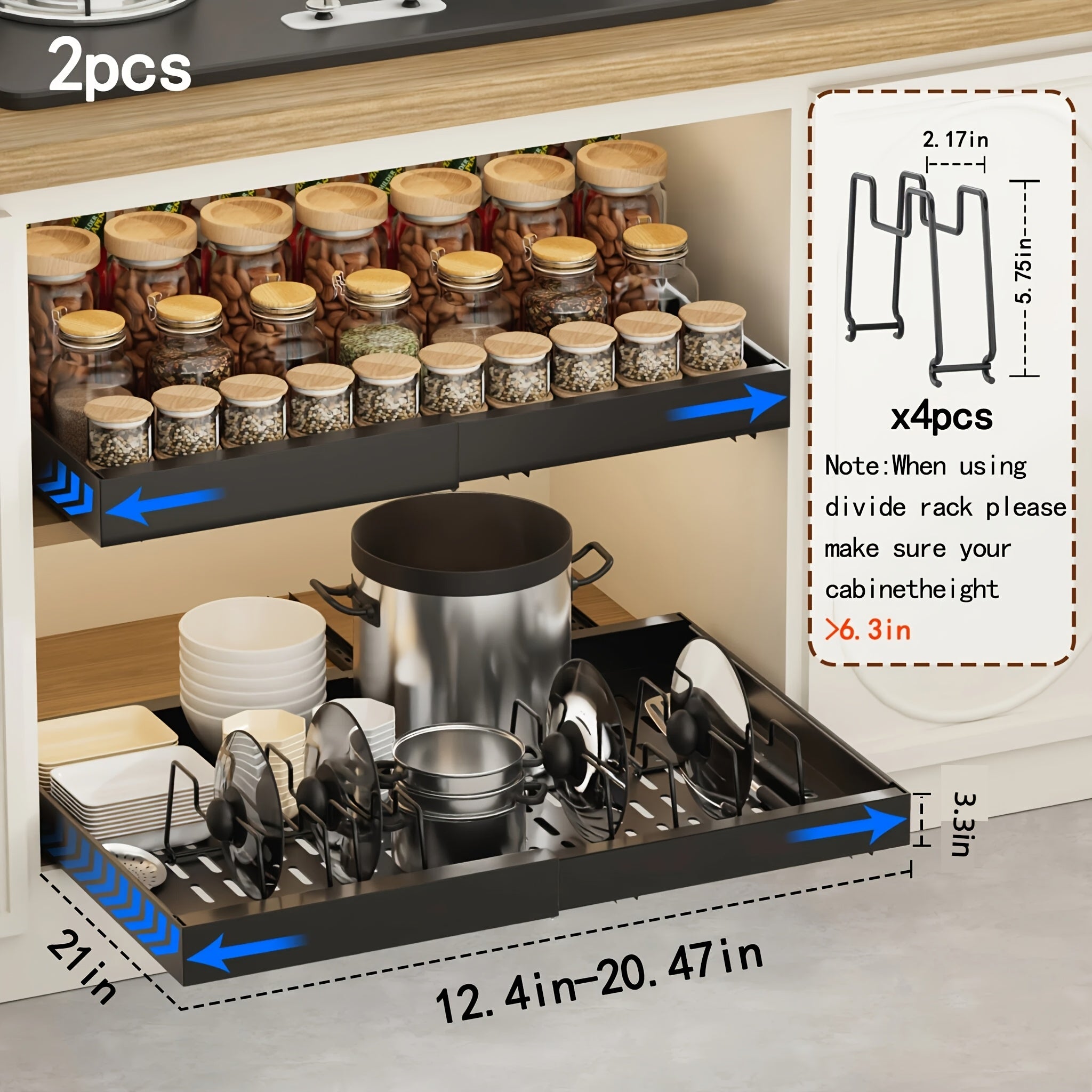Home Organizer – 1 2 4pcs Expandable Pull-Out Cabinet Organizer 12 59-20 47 Inch Extendable