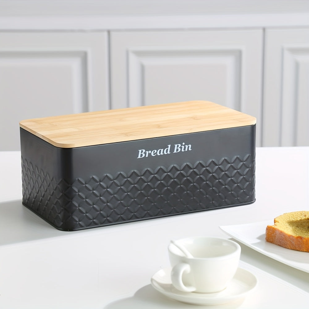Compact Airtight Storage Jar Set – clear reusable pantry storage, Black Bread Bin with 3 Square Canisters, designed for American homes, daily convenience and practical gifting