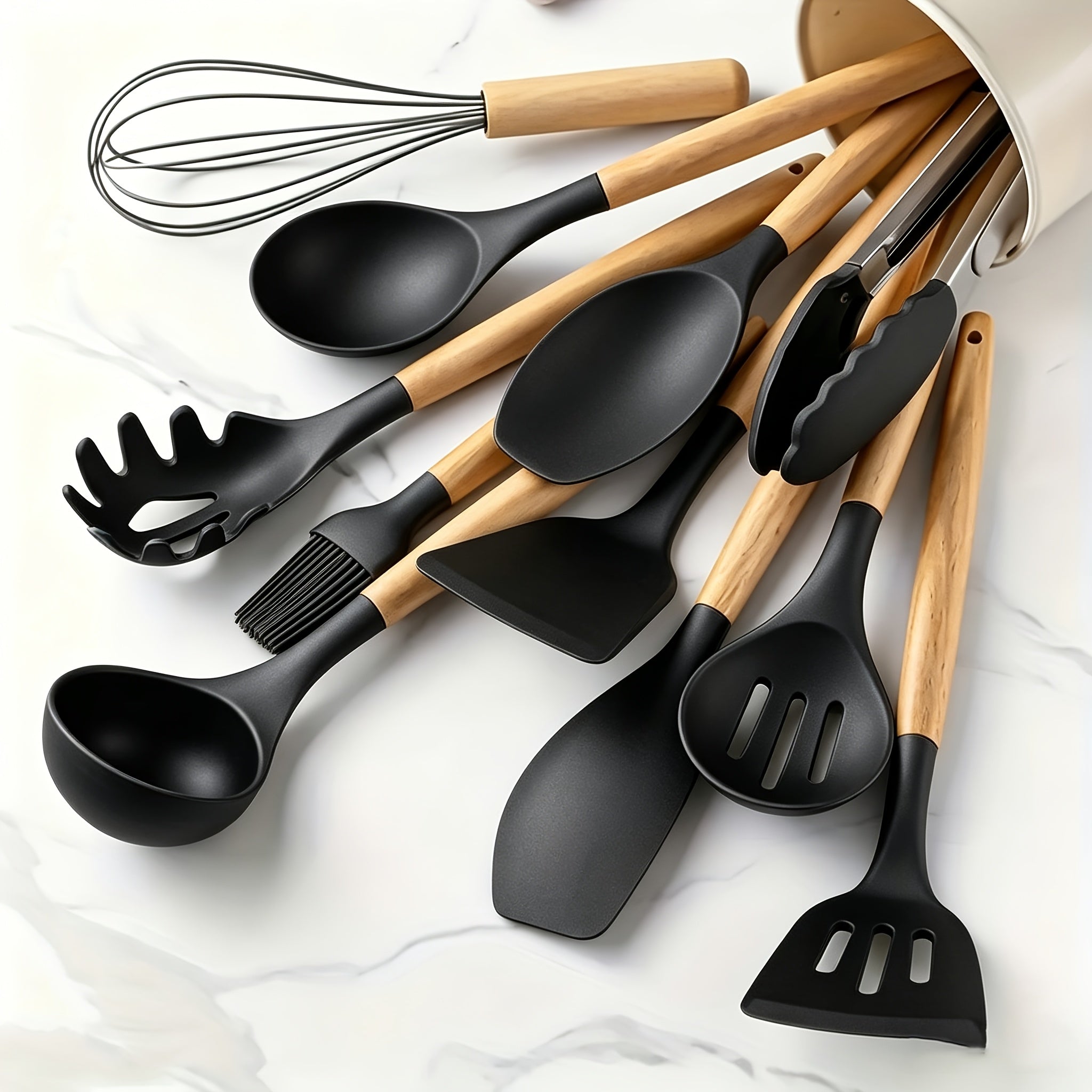 Kitchen Essential – [16pcs Kitchen Cooking Tool Set] 16pcs Are Super Cost-Effective, Complete, High Temperature Resistant, Non-Stick, Dishwasher Safe, Selected Kitchen Tools, Suitable For Ki