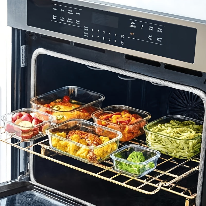 [Glass Food Storage Box] 16pcs Glass Container Seal Food Storage Box, Refrigerator Receive a Case, Leak-Proof Seal, Easy to Clean Design, Microwave/Freezer Safe, Lunch Boxes | Sealed Storage | Durable Glass Box Lid Food Storage Containers (8 Lids And 8 Co
