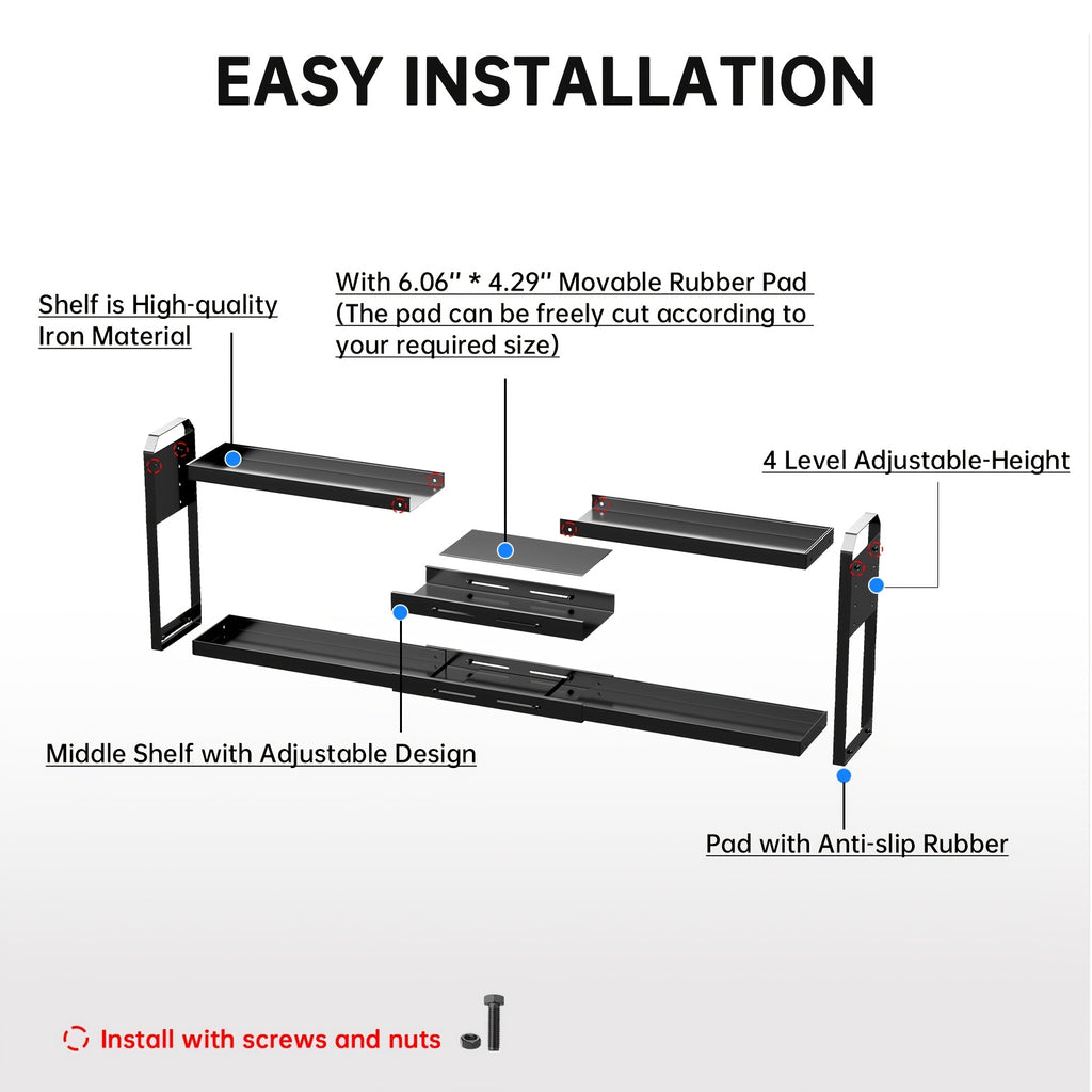 Heavy-Duty Adjustable Home Storage Rack – durable multi-purpose storage, Heavy-Duty Magnetic Over The Stove Shelf Shelf - 2-Tier Expandable Length Carbon Powder-Coated Suitable, designed for American homes, daily convenience and practical gifting