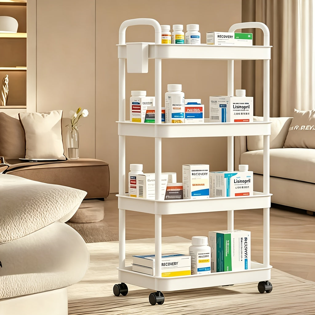 Modern Adjustable Home Storage Rack – durable multi-purpose storage, 3 4 5-Tier Plastic Rolling Utility Cart with Handle Multi-Functional Storage Trolley for Office, designed for American homes, daily convenience and practical gifting