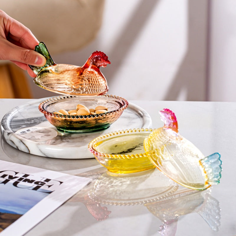 Space-Saving Airtight Storage Jar Set – clear reusable pantry storage, Elegant And Durable Chicken-Shaped Glass Storage Jar with Lid Perfect Table And Desk Ornament, designed for American homes, daily convenience and practical gifting