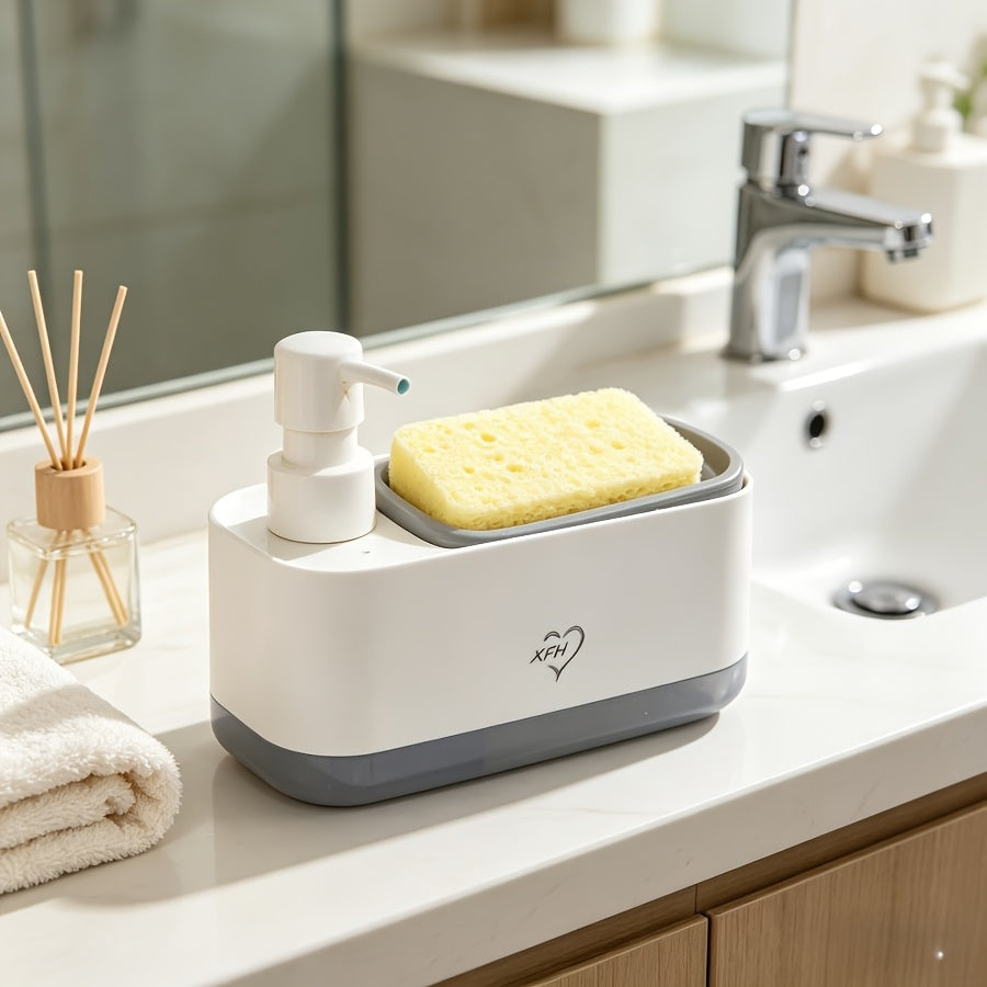Compact Home Storage Organizer – space-saving everyday organization, High-End Versatile Kitchen Soap Dispenser Push-Activated Dish Soap Dispenser with Sponge Holder 2-In-1 Kitchen, designed for American homes, daily convenience and practical gifting