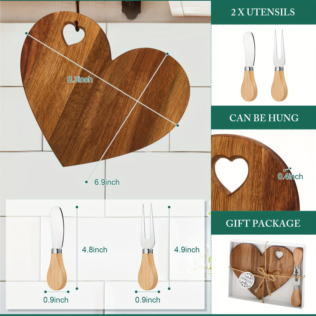 24 Set Bridal Shower Favor Heart Cheese Board Cheese Knives Wood Mini Charcuterie Board Thank You Gift Box for Guest Bridal Baby Shower Prize Wedding Birthday Valentines Day (Acacia Color) Helloween Christmas, Guest Favors, Wedding Gifts, Wooden Serving T
