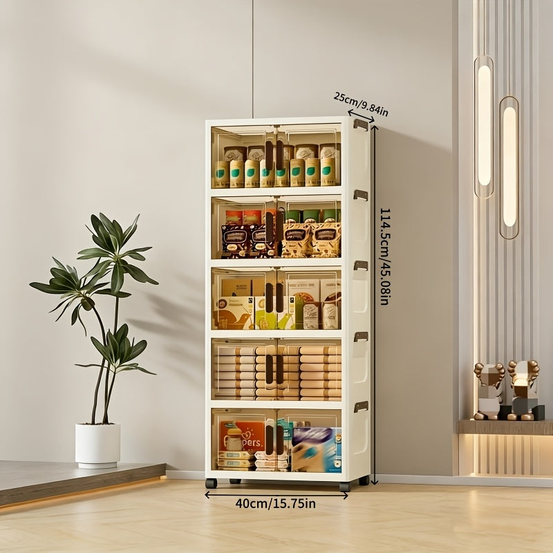Storage Bins – 3 4 5-Tier Folding Storage Cabinet - Plastic Storage Box with Lid Stackable