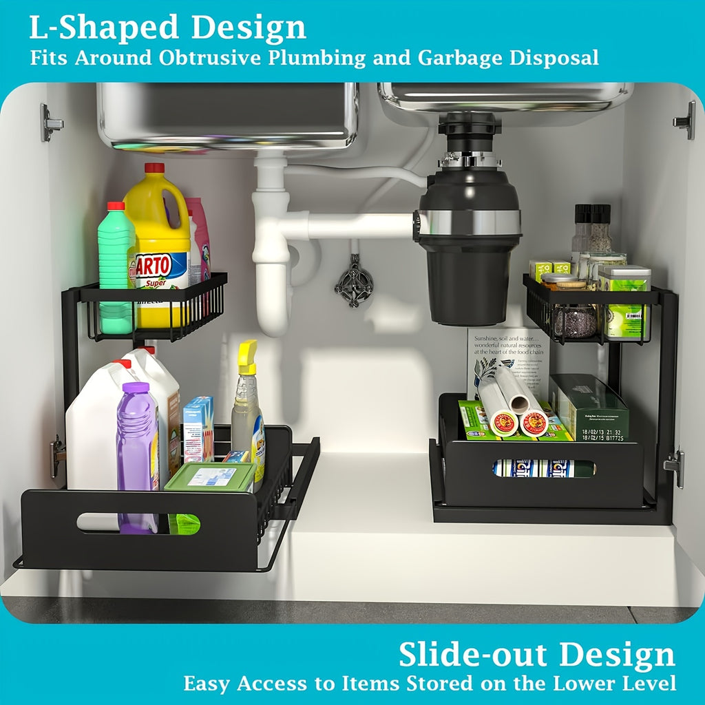 Modern Home Storage Organizer – space-saving everyday organization, 2-Tier Sliding Under Sink Organizer And Storage - Maximize Bathroom And Kitchen Cabinet Storage, designed for American homes, daily convenience and practical gifting