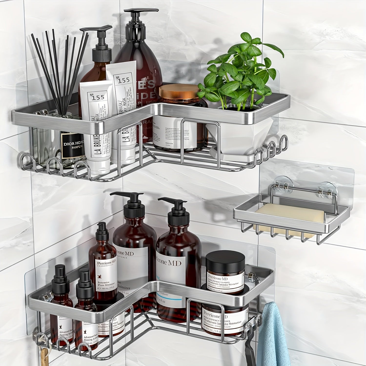 Storage Rack – Versatile Adjustable Home Storage Rack durable multi-purpose storage Corner Adhesi