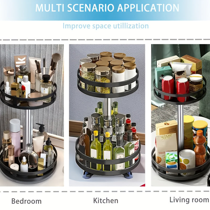 Kitchen Essential – 3-Tier Rotating Kitchen Spice Rack, Metal Turntable, Rotating Spice And Seasoning Storage Rack, Kitchen Spice Jar Organizer, Kitchen Accessories for Modern US Homes, easy