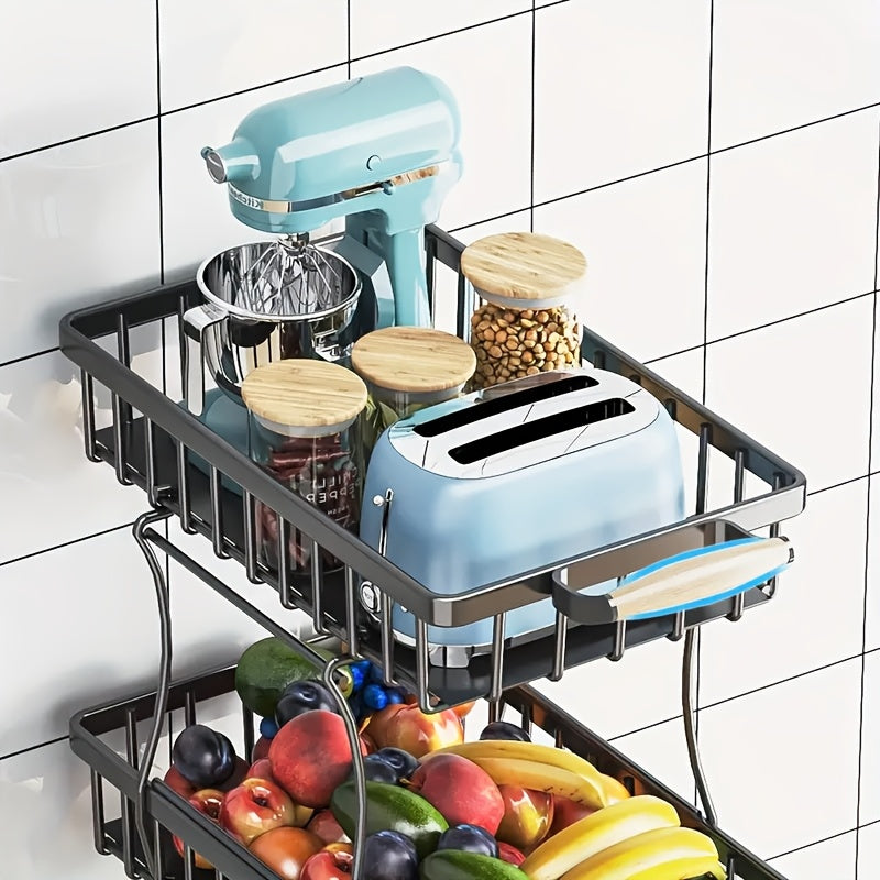 4/5 Layer Fruit And Vegetable Basket, Stackable Metal Storage Cart (with Wheels), Rotating Storage Rack, Narrow Gap Cart, Corner Rack, Open Shelf | Suitable For Kitchen, Pantry, Bathroom, Floor Standing Food Storage Machine