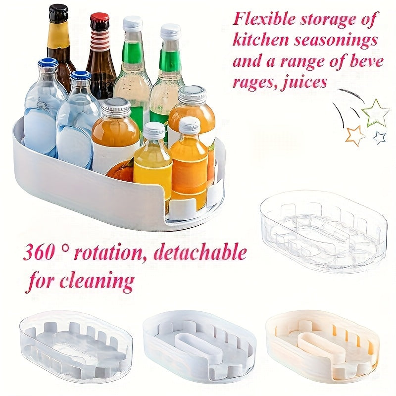Rotatable Detachable Storage Tray - Clear Plastic Multi-Compartment Organizer for Kitchen Cabinets, Refrigerator And Countertops | Space-Saving Rotating Shelves, Durable And Easy-Clean Design, Kitchen Organizers And Storage, Cabinet Organization