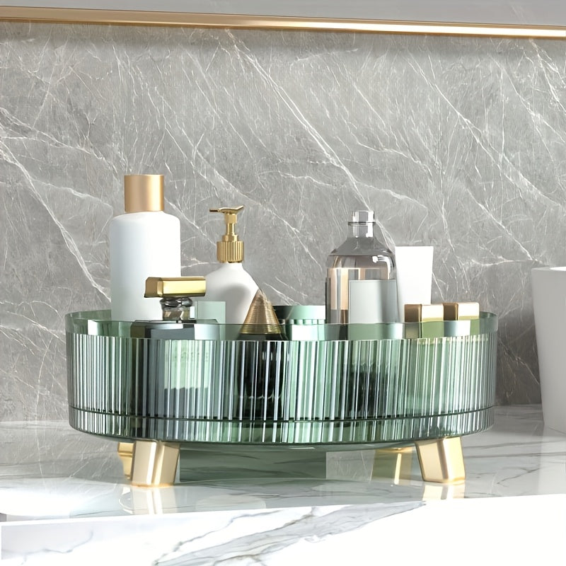 1/2pcs Transparent Perfume Storage Box, 360° Rotating Cosmetic Storage Box, Bathroom Cosmetic Storage Box Countertop, Large Capacity Cosmetic Display Box, Closet Storage Rack, Suitable For Cosmetics, Perfume, Seasoning Bottles
