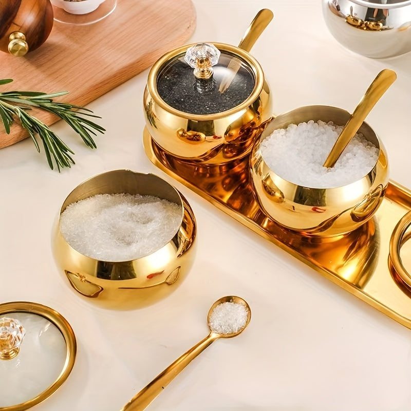 Premium Glass Spice Jar Set – clear reusable pantry storage, 1 Set of 2 3 Stainless Steel Seasoning Jars Set Spice Containers with Lid, designed for American homes, daily convenience and practical gifting